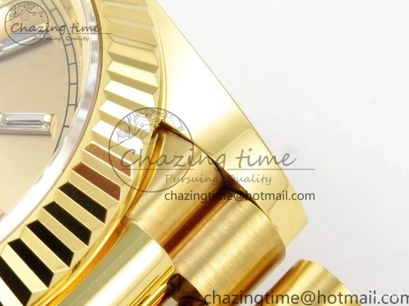 MiroTime 0105 WrinkleFree DayDate 40 228238 ARF 904L Steel YG Crystal Diamonds Bezel on President Bracelet VR 1550